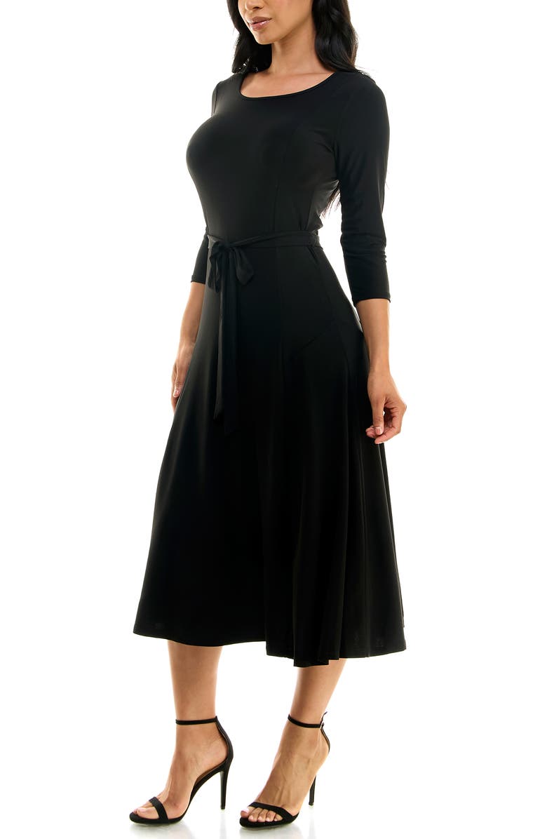 Nina Leonard Sylvia Midi Dress, Alternate, color, Black