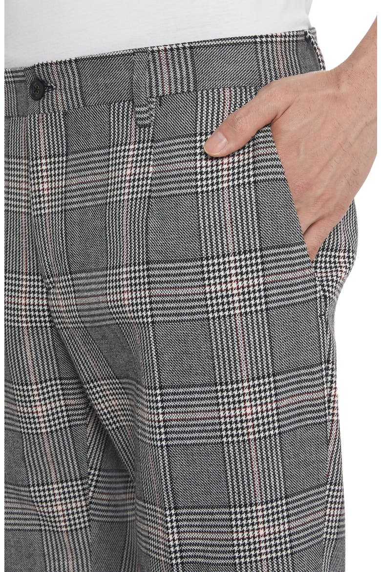 Milano Glen Plaid Virgin Wool & Cotton Trousers, Alternate, color, GREY BLACK