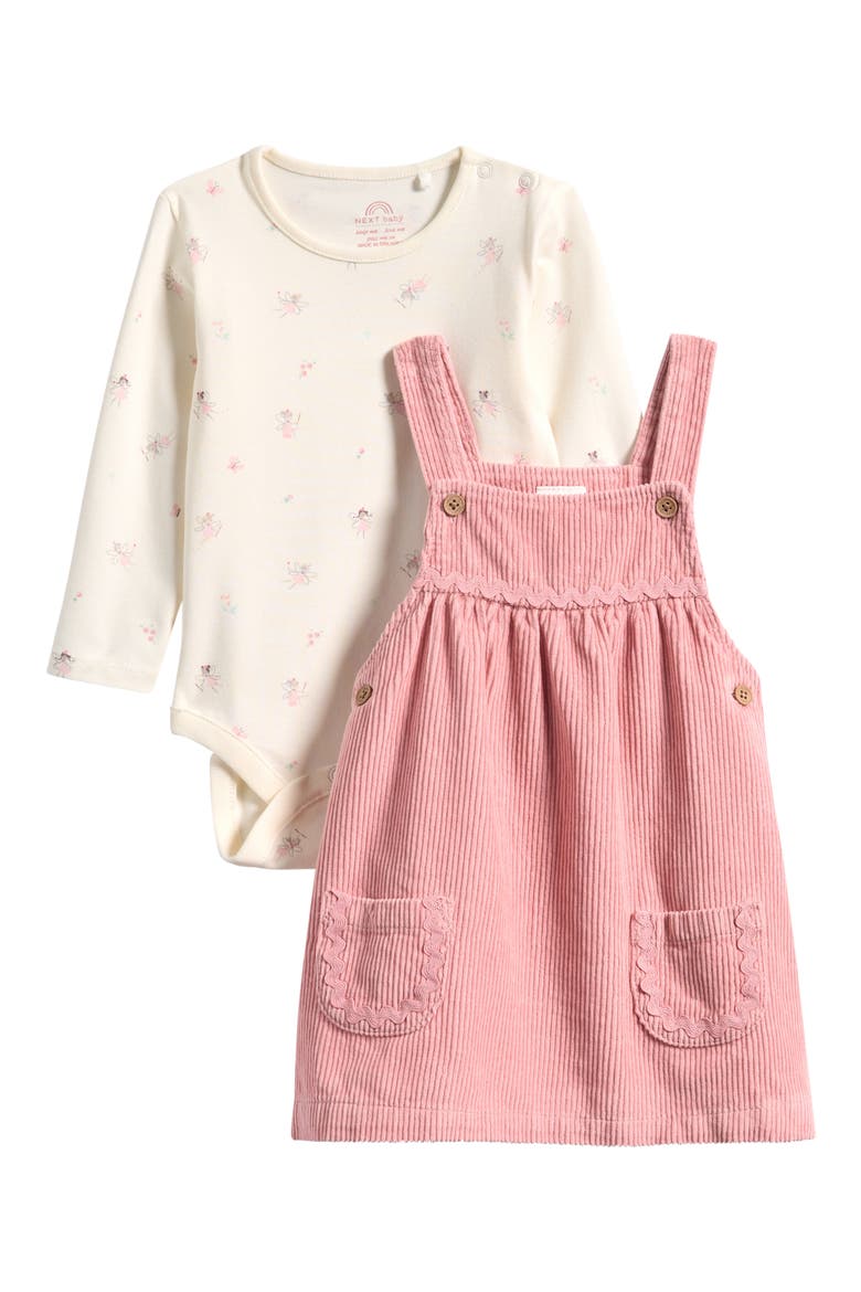 Kids' Corduroy Pinafore Dress & Bodysuit Set, Main, color, PINK