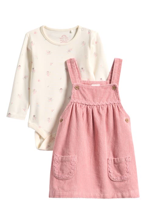 Kids' Corduroy Pinafore Dress & Bodysuit Set