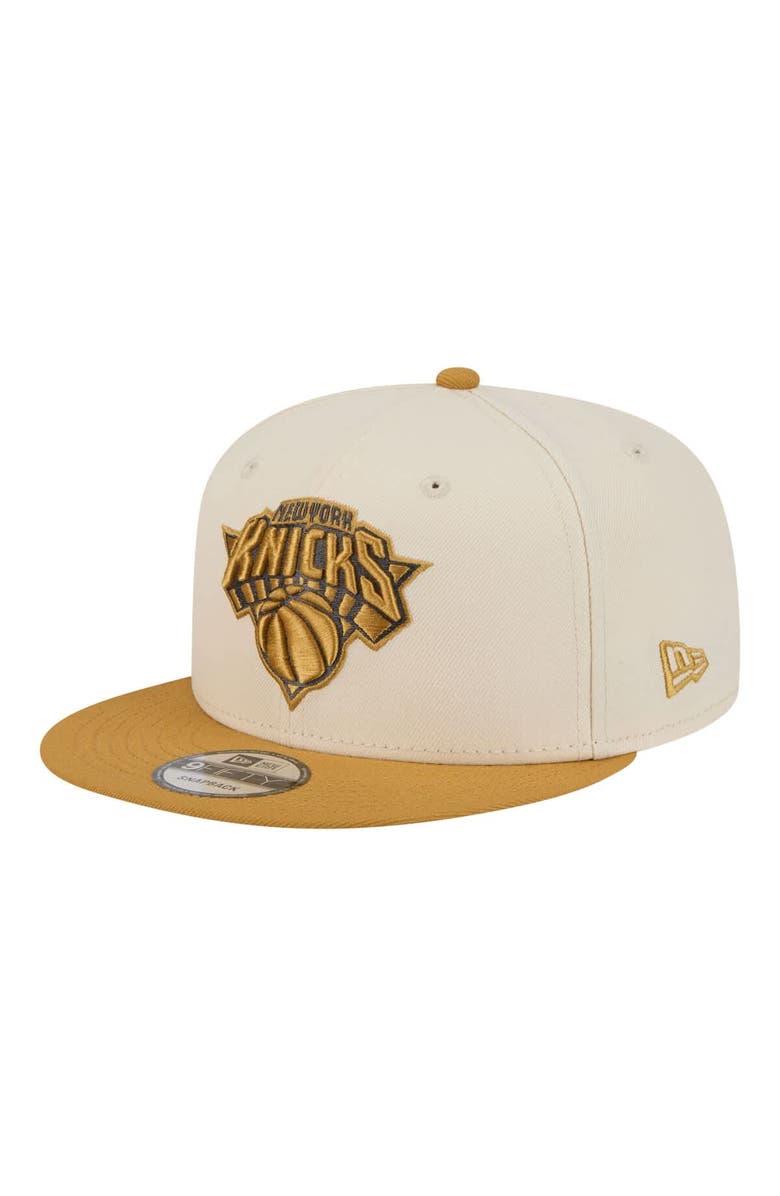 New Era Men's New Era Cream/Tan New York Knicks Two-Tone Color Pack 9FIFTY Snapback Hat, Main, color,