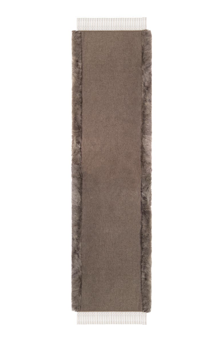 GORSKI Select Double Face Wool/Cashmere Stole With Trim, Alternate, color, Mocha/Taupe