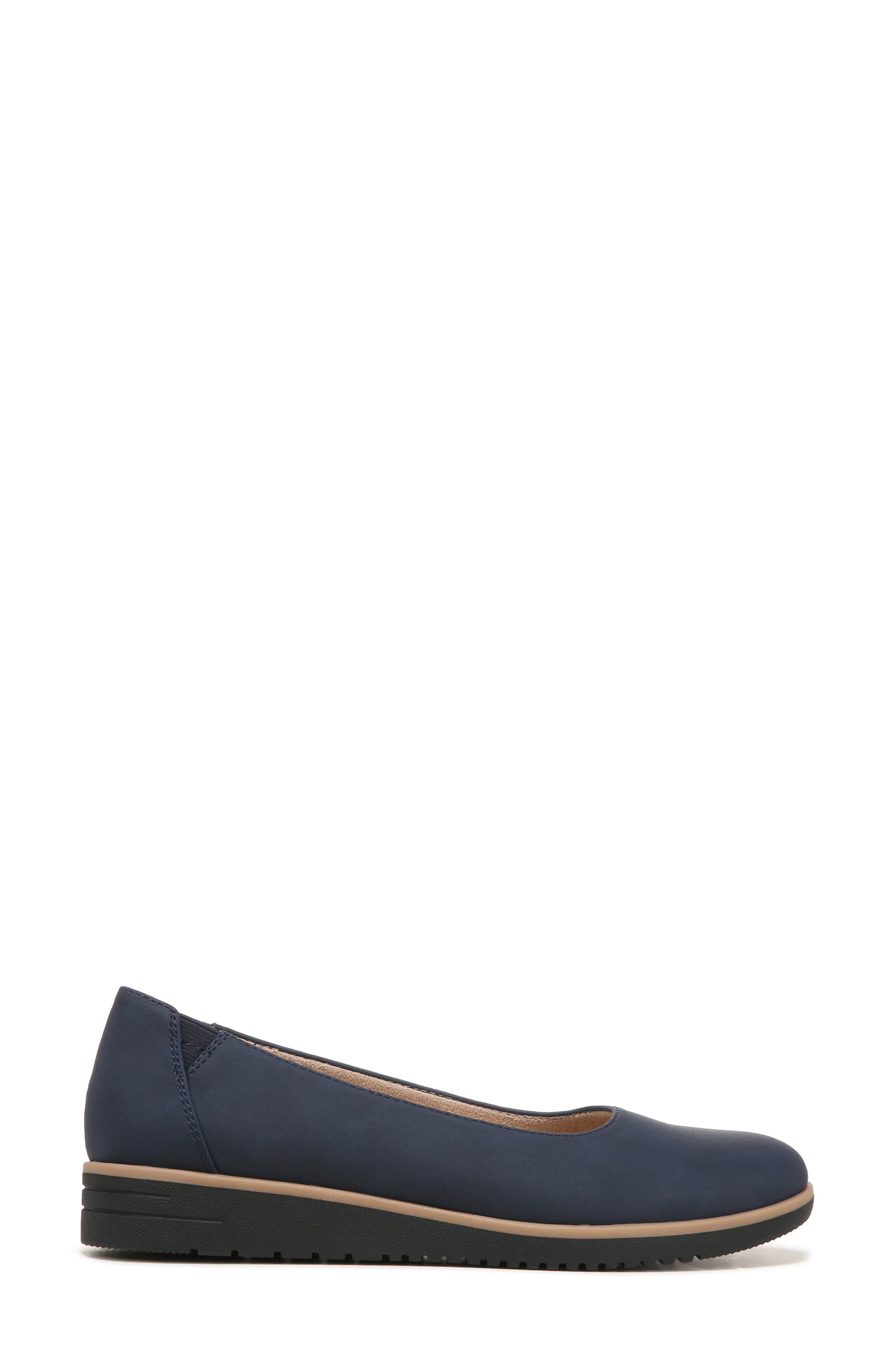 Idea Ballet Wedge Slip-On Flat - Wide Width Available, Alternate, color, NAVY NUBUCK SYNTHETIC