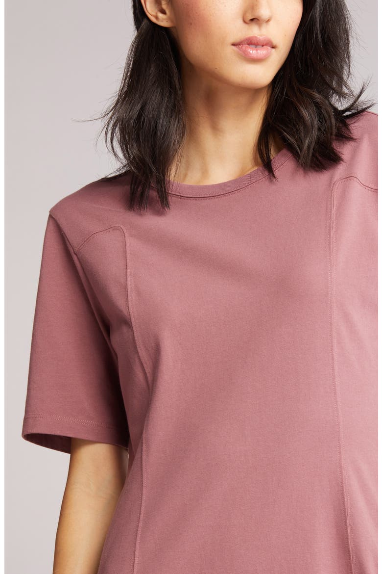 Seamed Organic Cotton T-Shirt Dress, Alternate, color, BROWN ROSE