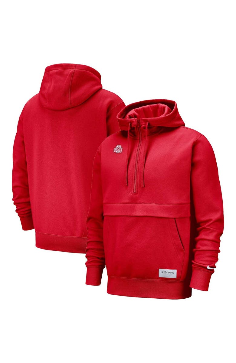 Nike Men's Nike Scarlet Ohio State Buckeyes Club Half-Zip Hoodie, Main, color, 