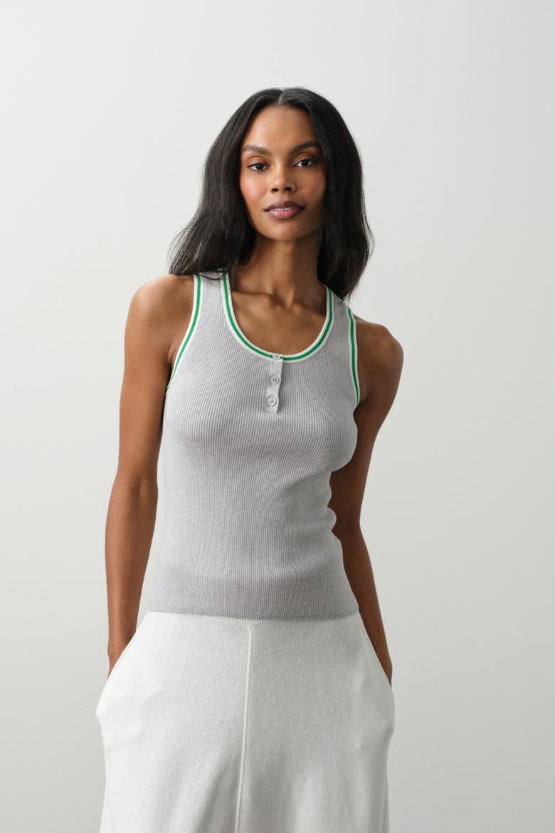 Camille Cotton Cashmere Tank, Alternate, color, HEATHER GREY/MULTI