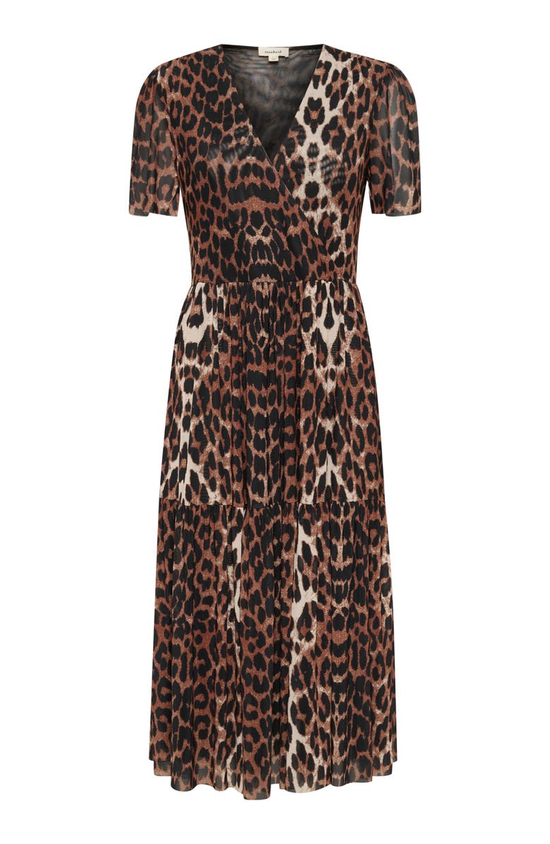 Soaked in Luxury SLAldora Short Sleeve V-neck Wrap Dress, Alternate, color, Leopard Pattern