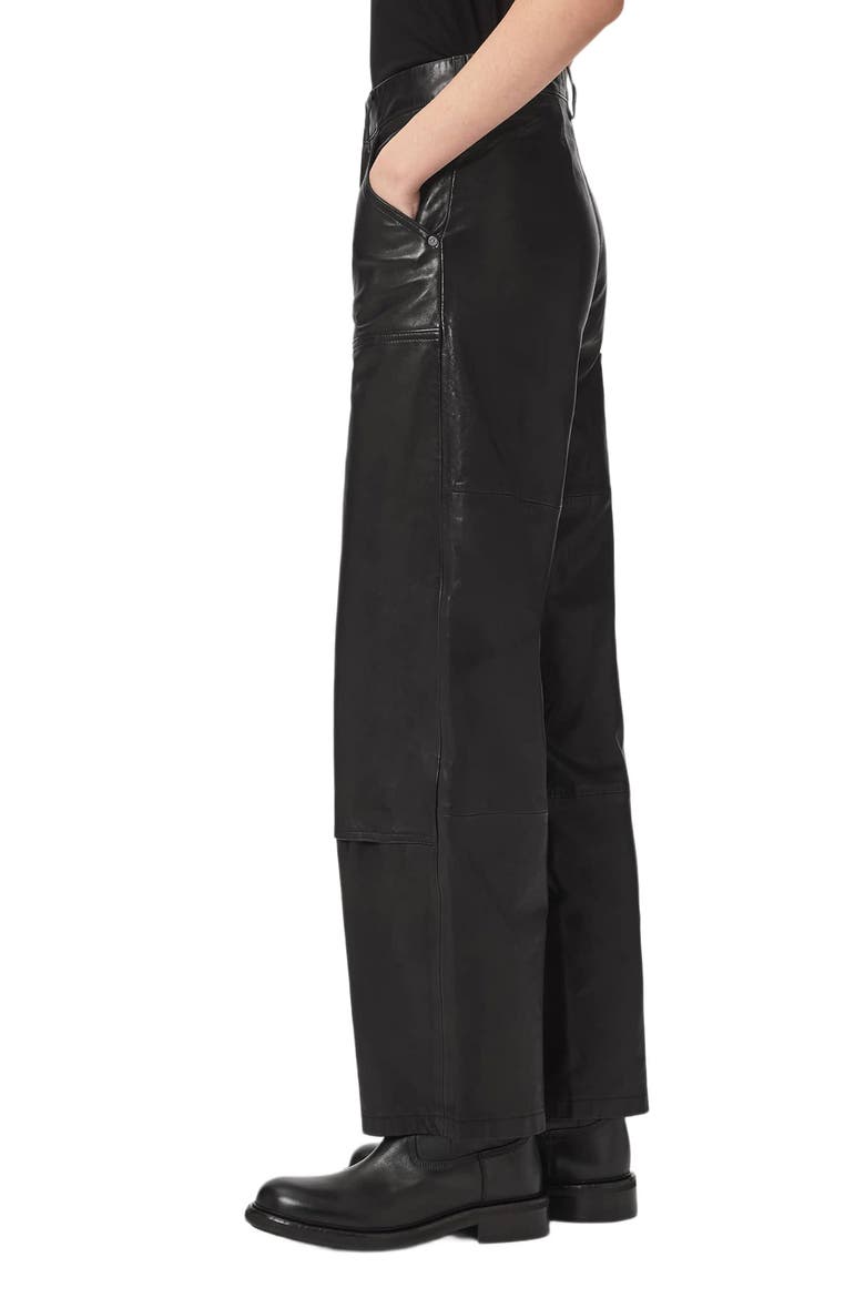 Manta Wide Leg Leather Trousers, Alternate, color, BLACK