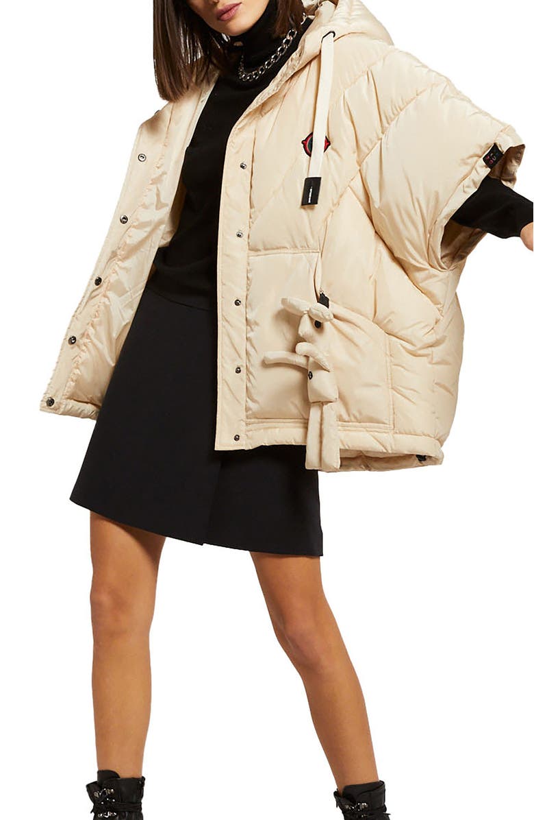 ottod'Ame Puffer Poncho, Alternate, color, Ecru