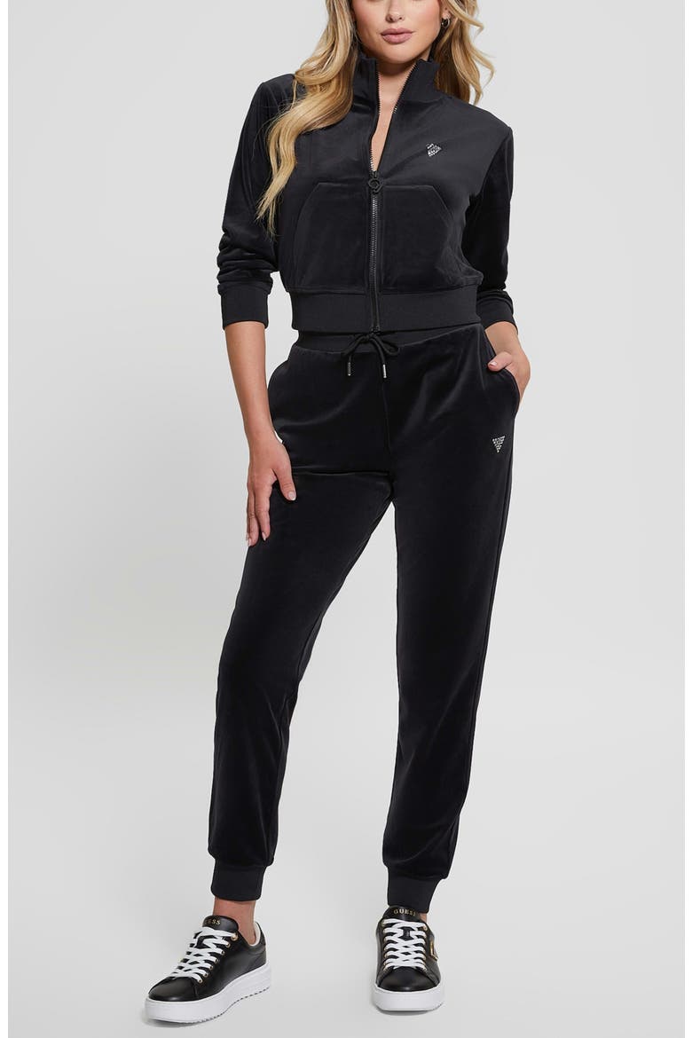 Couture Velour Zip-Up Sweatshirt, Alternate, color, BLACK-BLACK