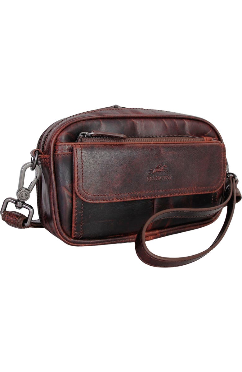 Mancini Buffalo Leather Organizer Crossbody Bag, Alternate, color, Brown