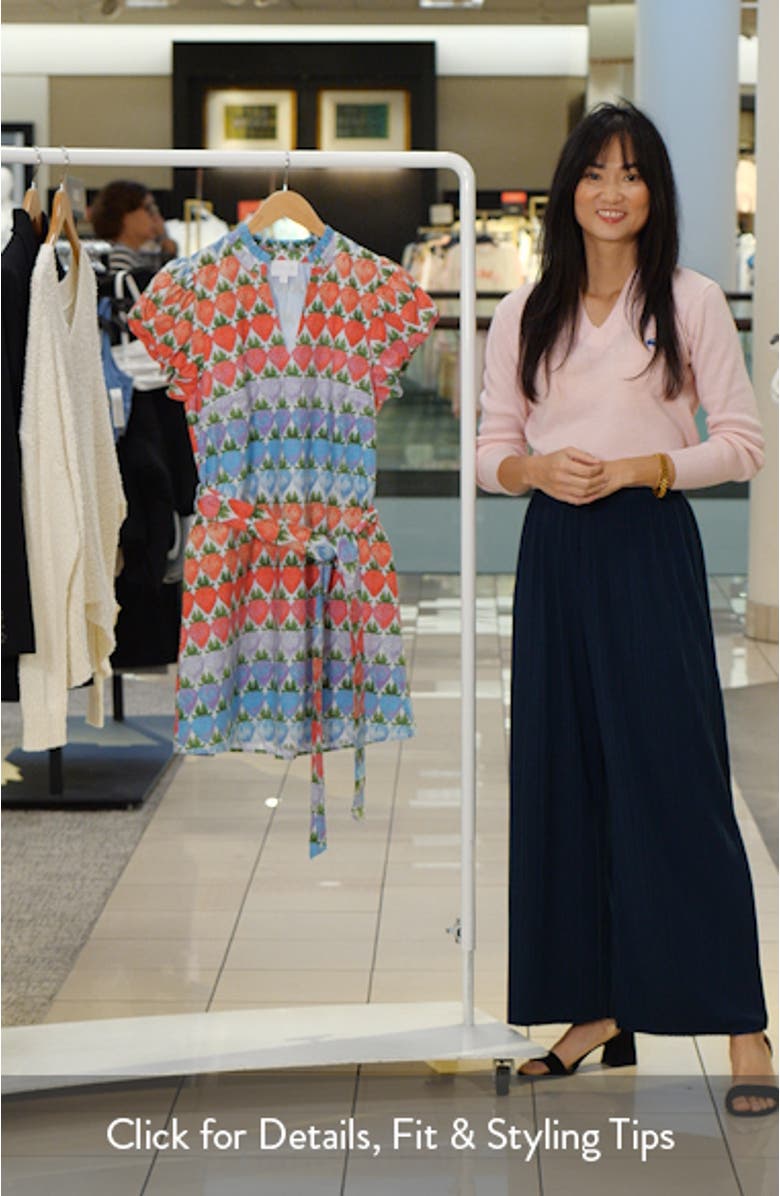 Berry Burst Orela Puff Sleeve Tie Belt Cotton Minidress, sales video thumbnail