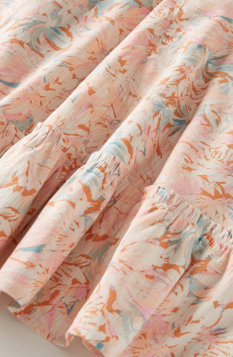 Treasure & Bond Kids' Floral Print Swing Dress, Alternate, color, Tan- Pink Estes Bloom