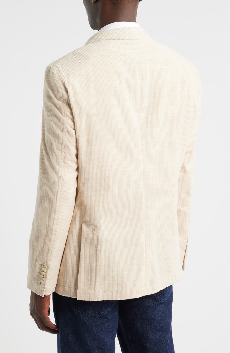 BOSS Heston Slim Fit Double Breasted Ribbed Cotton & Alpaca Sport Coat, Alternate, color, Open Beige
