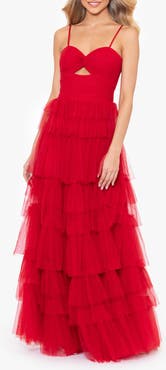 Blondie Nites Tiered Ruffle Tulle Gown