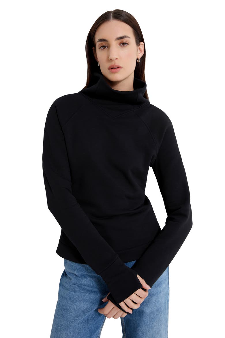 Washington Mock Neck Sweatshirt, Alternate, color, BLACK
