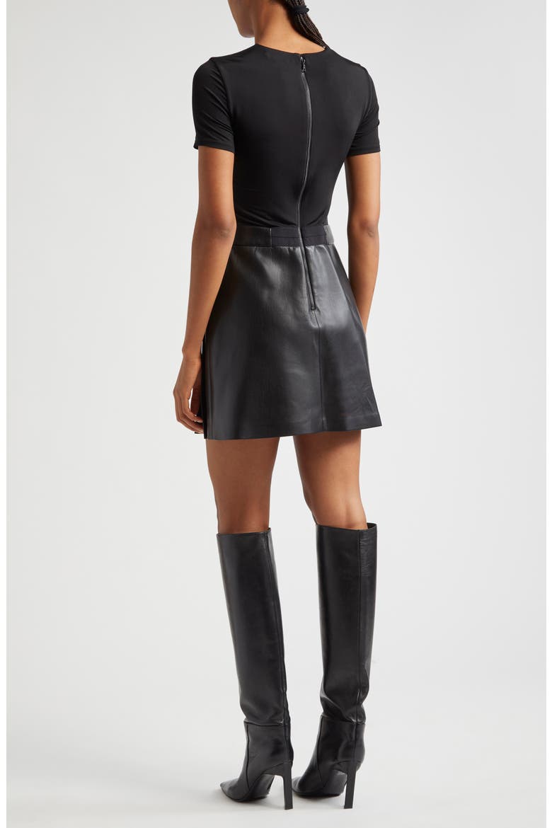 Chara Mixed Media Minidress, Alternate, color, BLACK