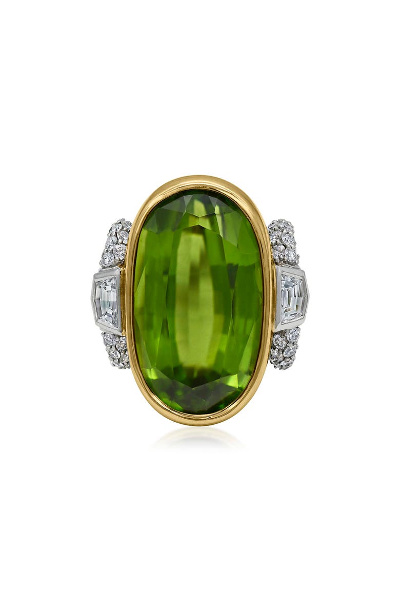 Peridot & Diamond Cocktail Ring, Main, color, YELLOW GOLD