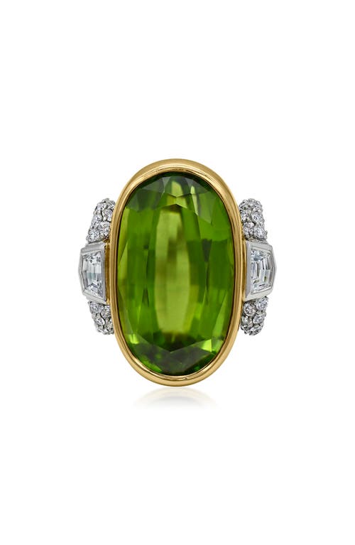 Fred Leighton Peridot & Diamond Cocktail Ring In Yellow Gold