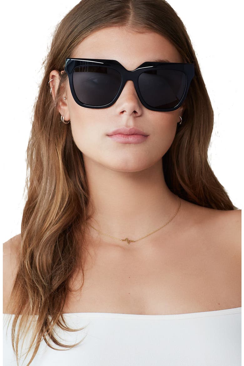 Avalon 57mm Retro Sunglasses, Alternate, color, BLACK/ BLACK SOLID