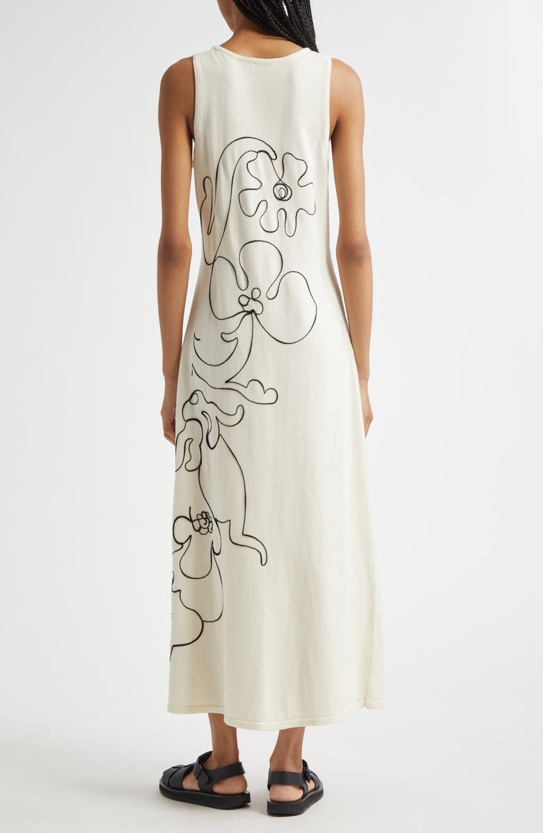 Marimekko Helmi Baluns Embroidered Cotton Dress, Alternate, color, White Dark Grey