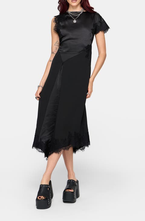 Lucretia Lace Asymmetric Midi Dress