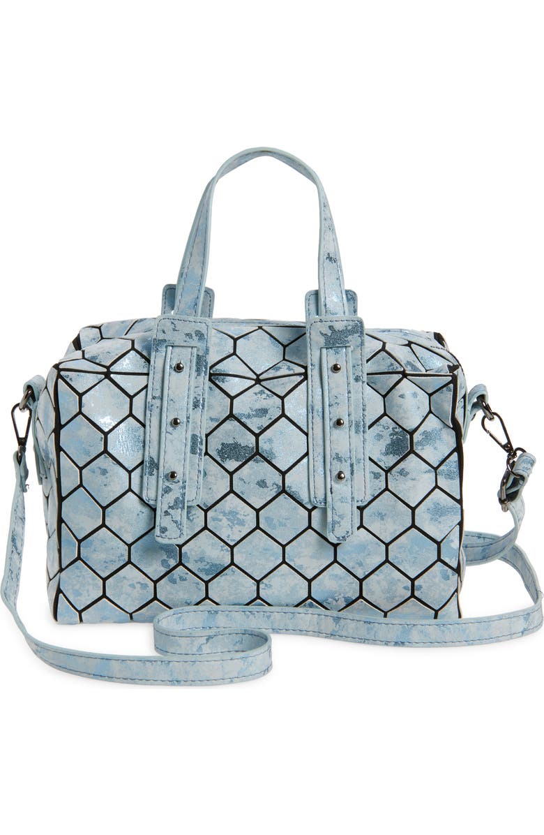 PATRIZIA LUCA Chevron Geo Duffle Satchel, Alternate, color, Blue