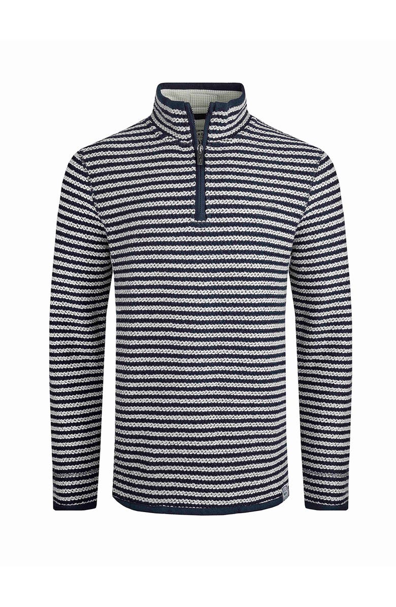 Weird Fish Shorling 1/4 Zip Stripe Macaroni, Alternate, color, Ecru