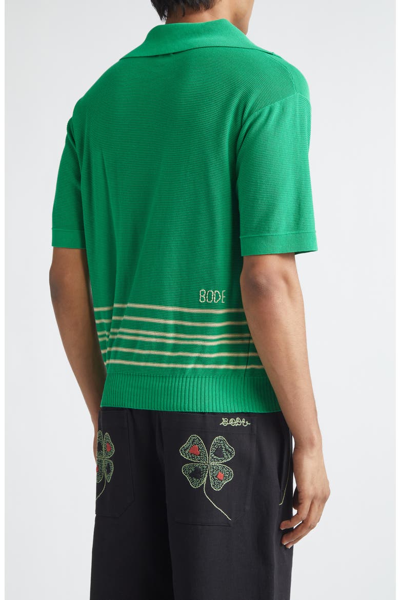 Bentgrass Stripe Cotton Polo Sweater, Alternate, color, GREEN