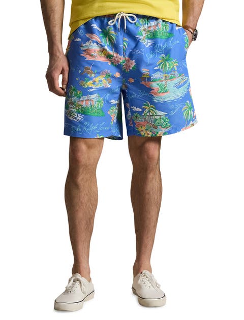 Big & Tall Bahamas Bear Traveler Swim Trunks