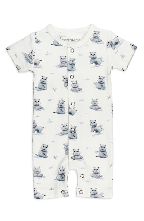 L'ovedbaby Baby Hippo Short Sleeve Organic Cotton Romper In Baby Hippo