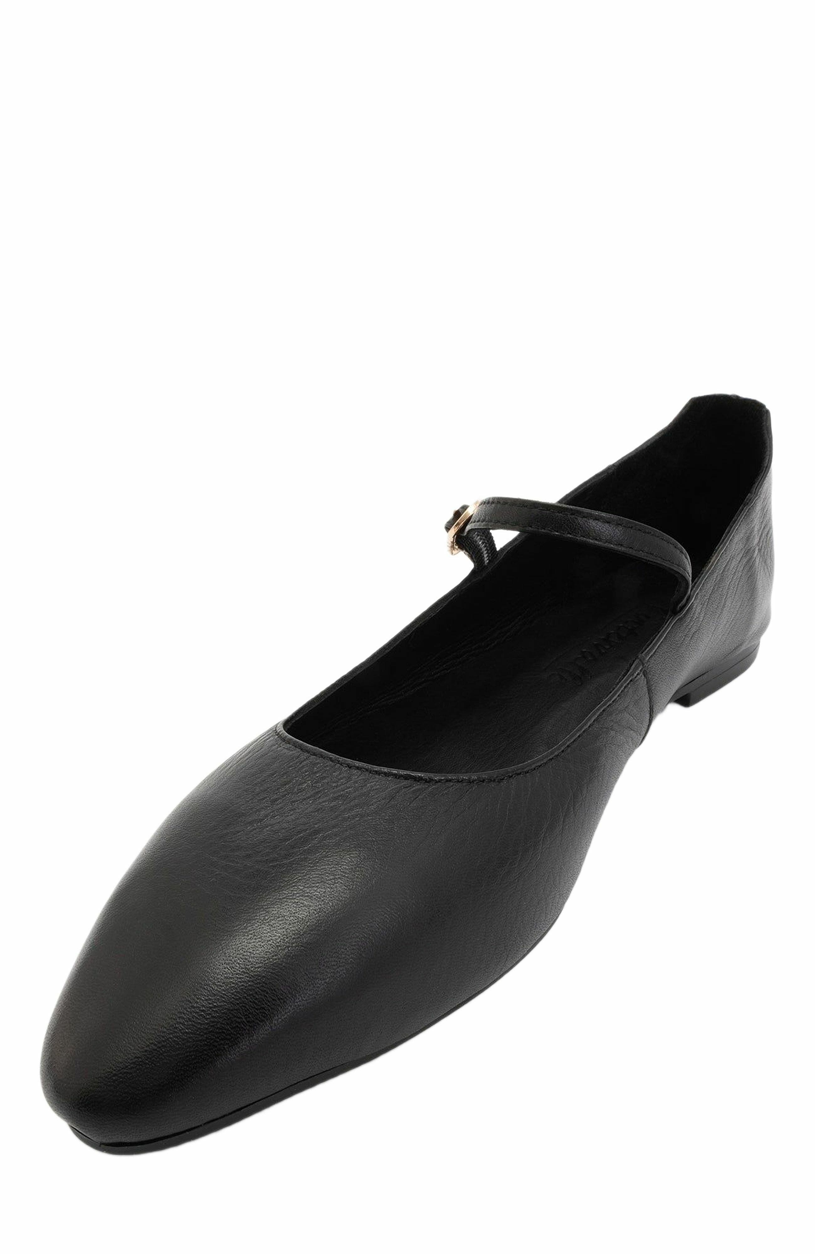 Forever & Always Shoes Lara Leather Mary Jane Flats, Alternate, color, Black Leather