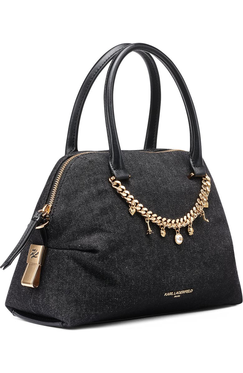 KARL LAGERFELD PARIS Charlaine Satchel, Alternate, color, Black Denim