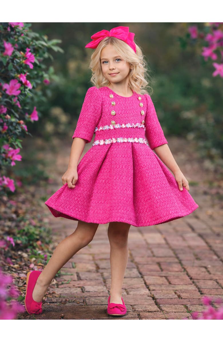 Mia Belle Girls Petal Cute Spring Party Dress, Alternate, color, Pink