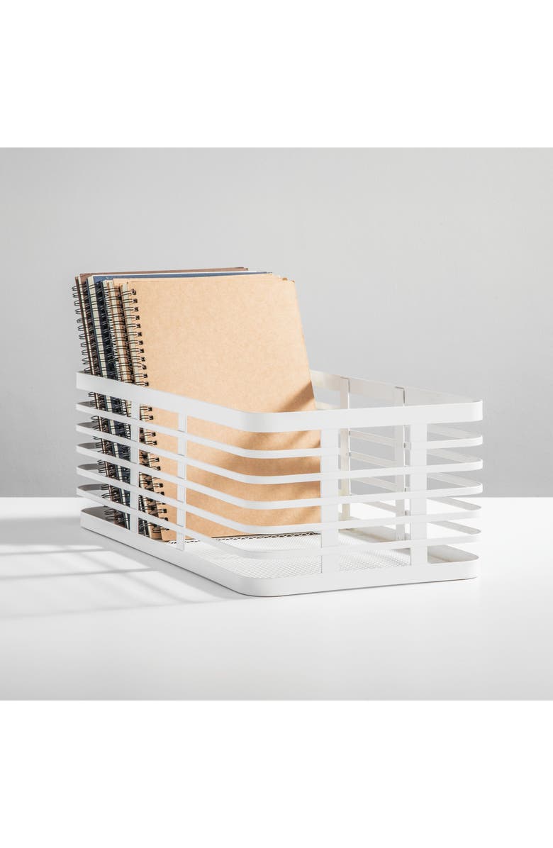 mDesign Metal Pantry Basket with Handles - Set of 2 - Matte White, Alternate, color, Matte White