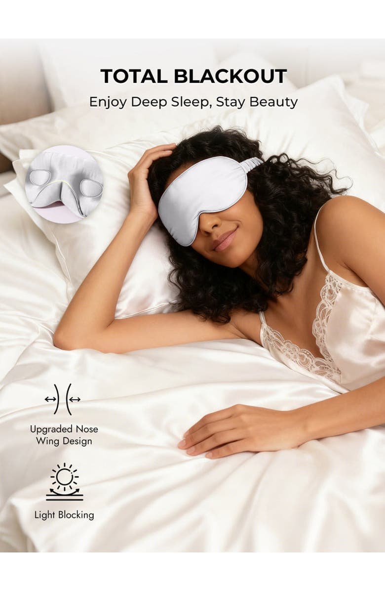 SILKSILKY 22 Momme Mulberry Silk Upgraded 3D Adjustable Eye Mask, Alternate, color, Lightgray