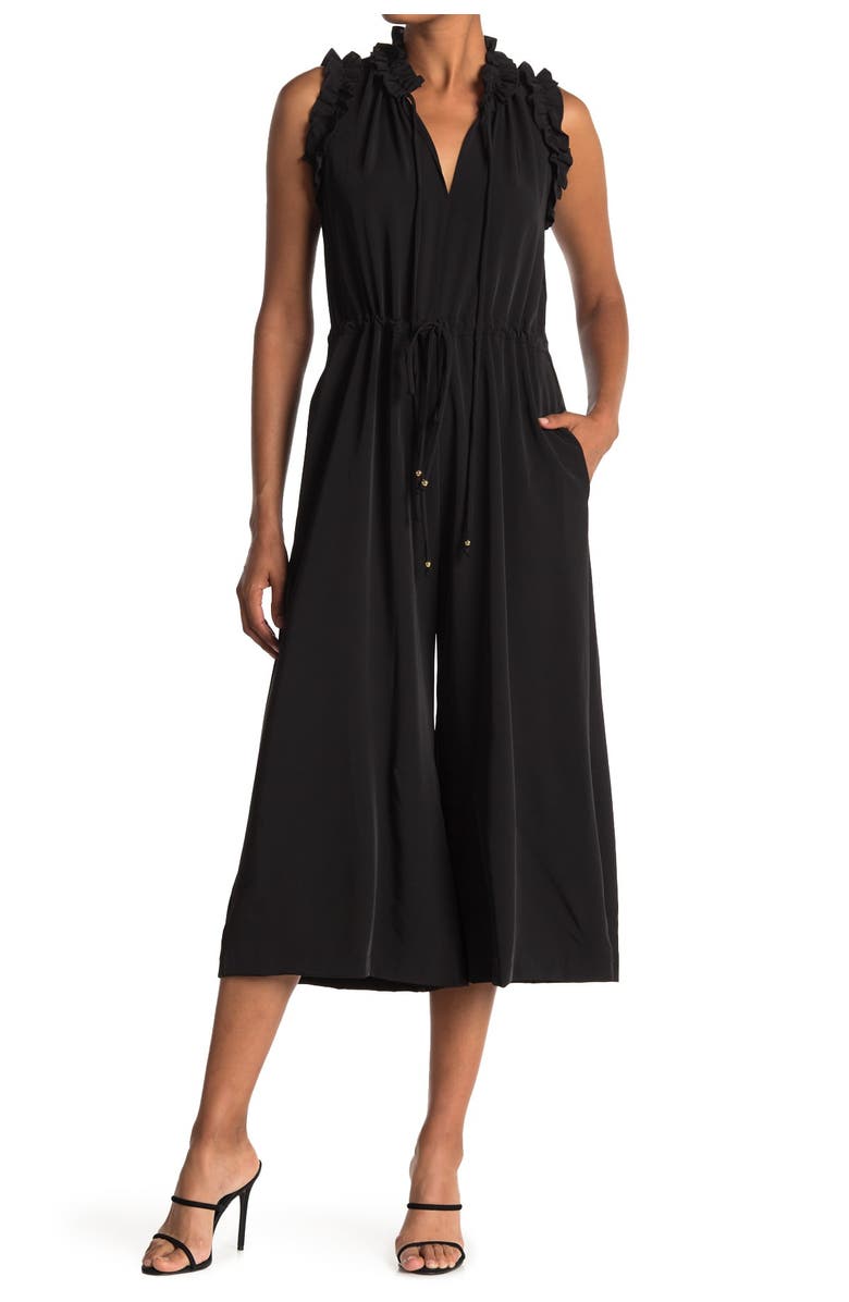 Taylor Dresses Crepe Ruffle Sleeve Mock Jumpsuit, Main, color, 