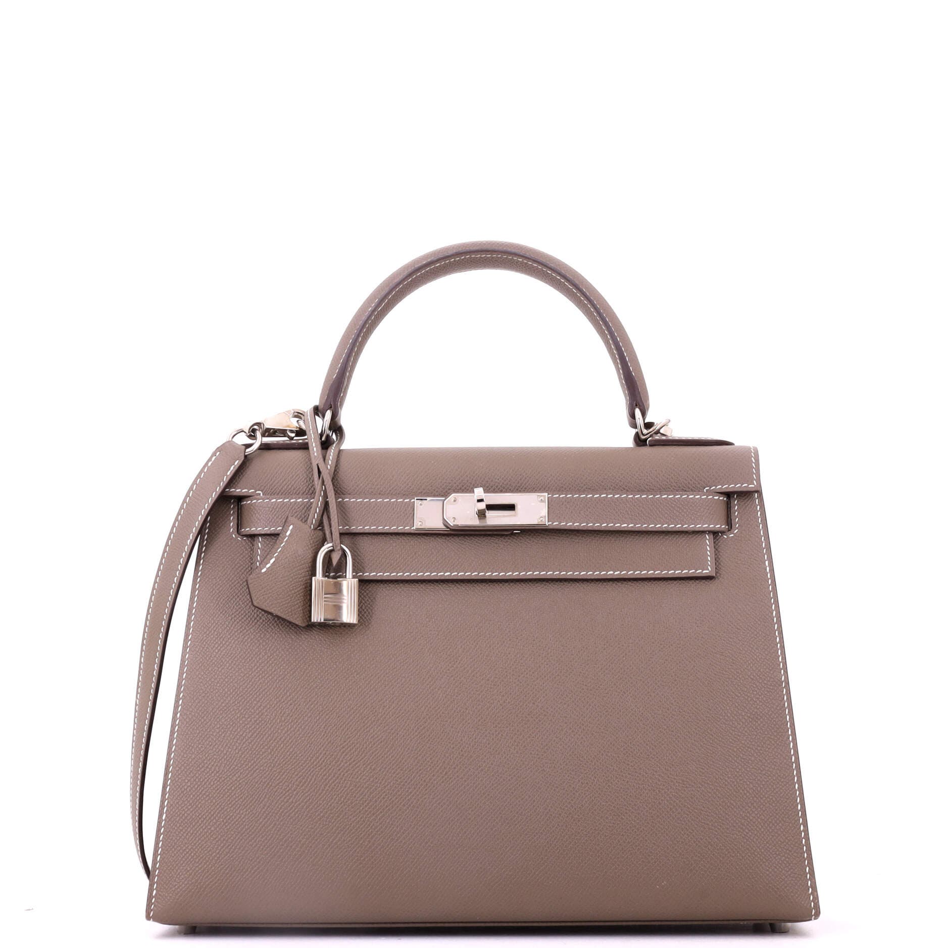 Kelly Handbag Grey Epsom with Palladium Hardware 28, Main, color, Grey