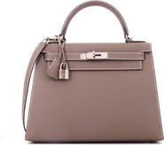 Pre-Owned Hermes Kelly Handbag Grey Epsom with Palladium Hardware 28