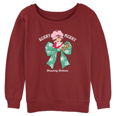 Junior's Berry Merry Green Bow Raglan Sweatshirt