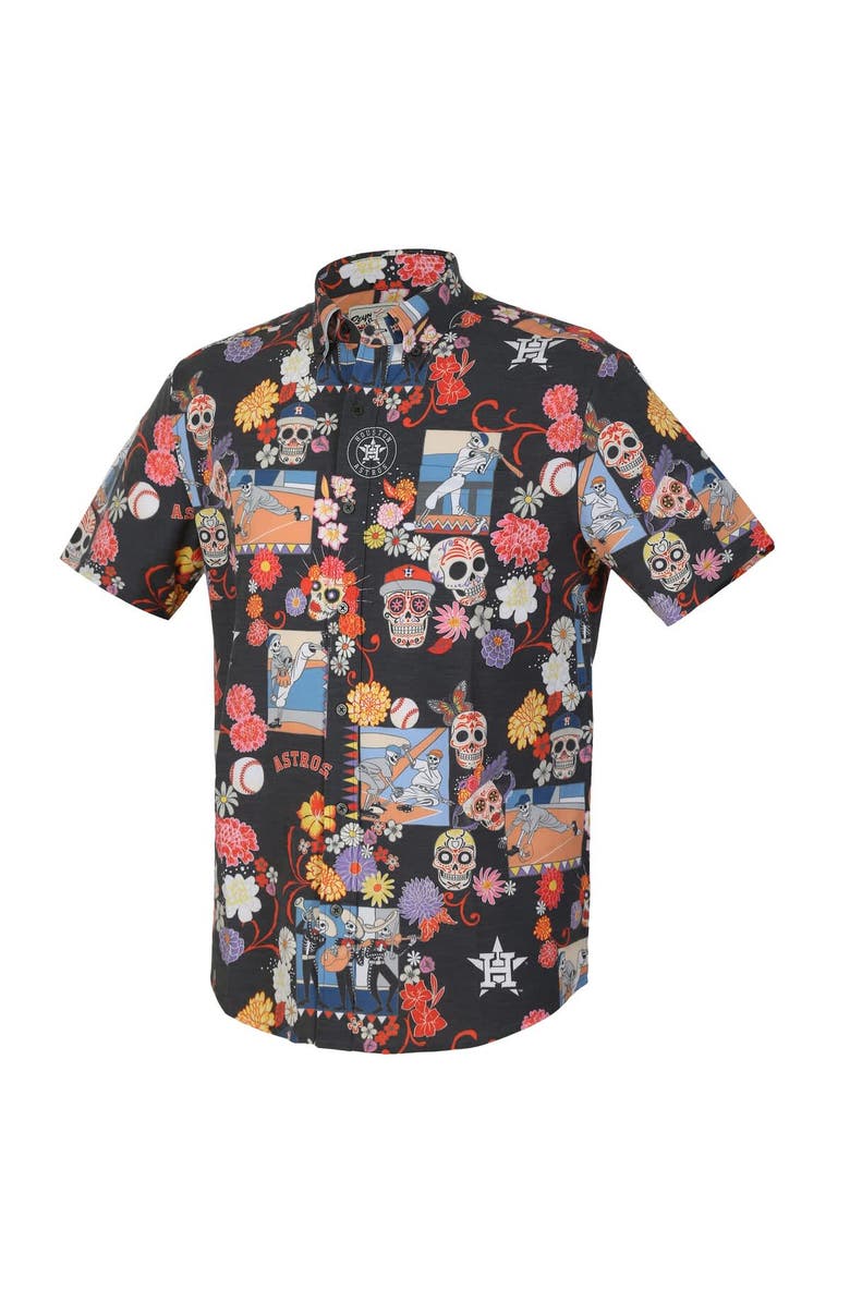 Reyn Spooner Men's Reyn Spooner Black Houston Astros Día De Los Muertos Tri-Blend Button-Down Shirt, Alternate, color, Black