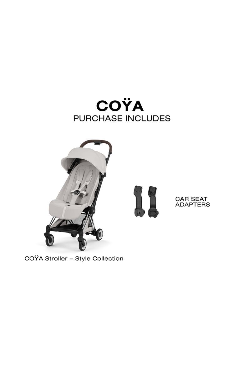 Coya Compact Lightweight Travel Stroller – Style Collection, Alternate, color, CHROME/ CITY GREY