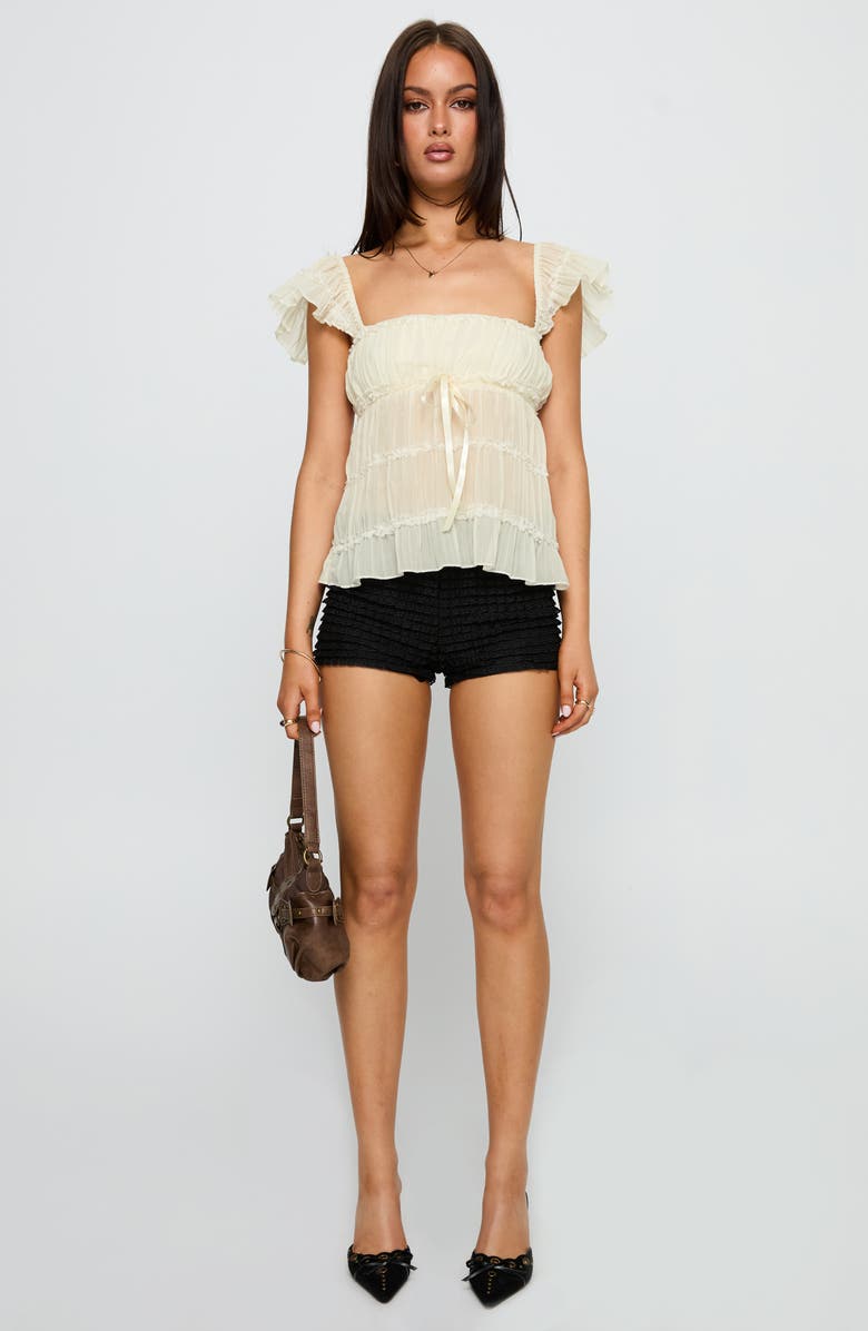 Princess Polly Brighter Than Stars Tiered Chiffon Top, Alternate, color, Cream