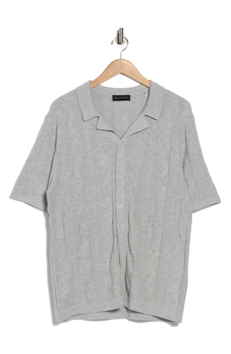 Elie Tahari Textured Camp Shirt, Alternate, color, Grey Heather