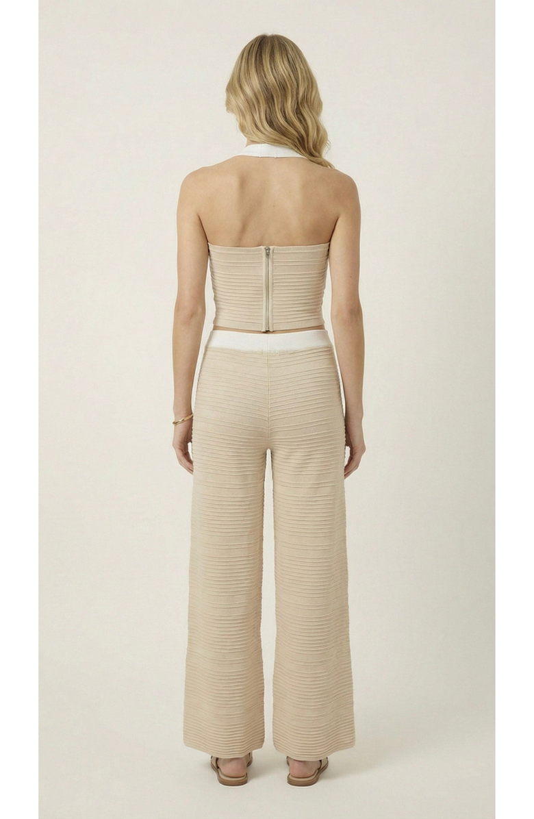 Modenaire Ribbed Knit Vest and Wide Leg Pant Set, Alternate, color, Beige / White