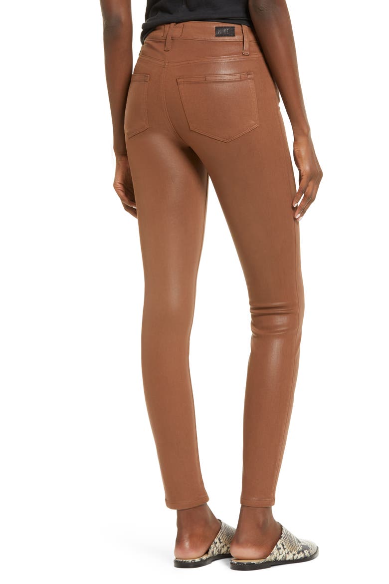 Hoxton High Waist Ankle Skinny Jeans, Alternate, color, COGNAC LUXE COATING