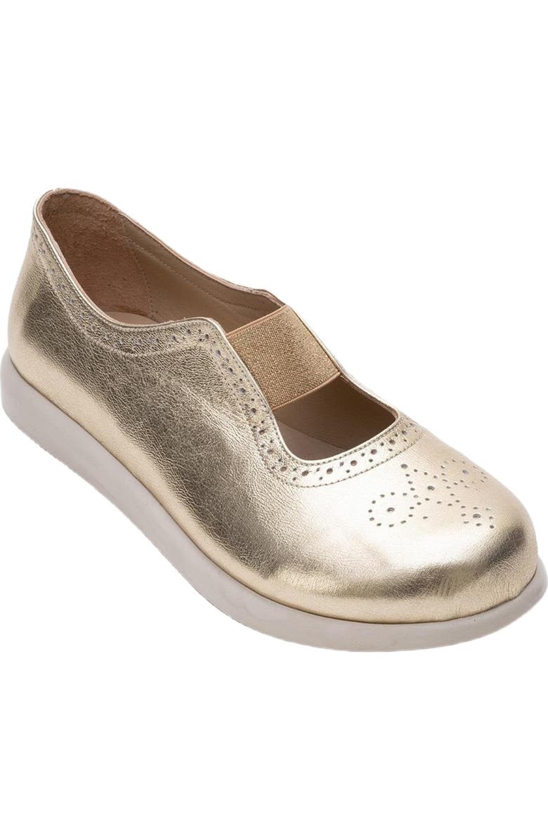 Forever & Always Shoes CHELLE Elastic Leather Flat, Main, color, Gold Leather