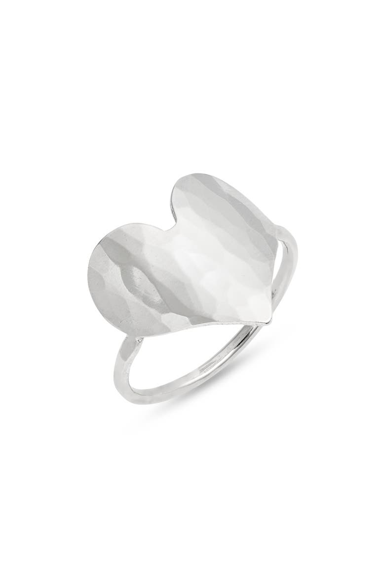 Love Hammered Heart Ring, Main, color, STERLING SILVER