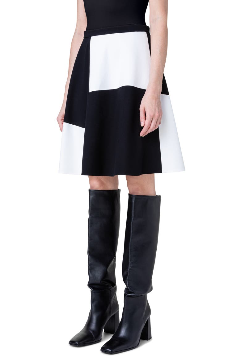 Kaleidoscope Colorblock Jersey A-Line Skirt, Alternate, color, 009 BLACK-CREAM