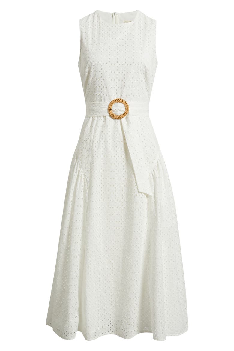 Eyelet Belted Sleeveless Maxi Dress, Alternate, color, IVORY